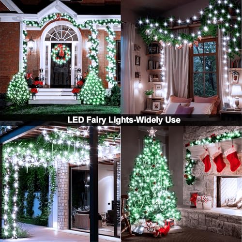 EchoSari 2 Pack 33Ft Waterproof Fairy String Lights Cool White with Remote & 8 Modes