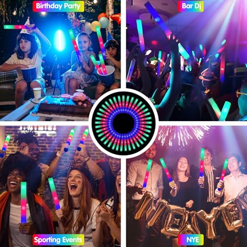 165PCS Foam Glow Sticks Bulk with 3 Light Modes Party Pack for Weddings, Halloween, Concerts - Safe & Reusable