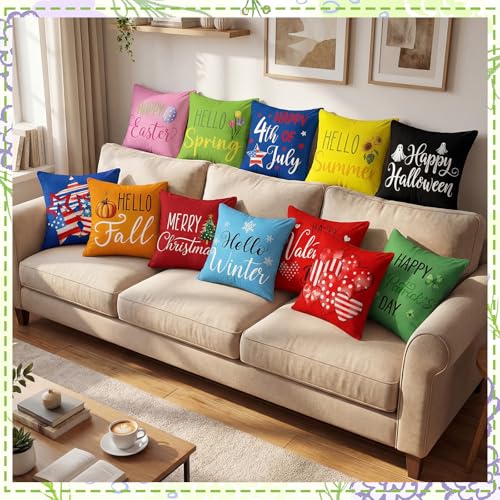 Mindsoft Seasonal Holiday Pillow Covers 20-Pack 18x18 Fall Christmas Decor