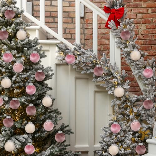Vinsot 20 Pcs Velvet Christmas Ornaments Balls Bulk Flocked Tree