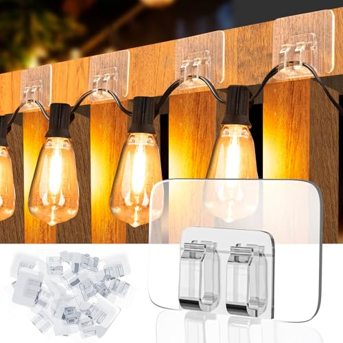 TidyHelper X_Large 24P Outdoor Christmas Light Clips with Waterproof Adhesive Strips