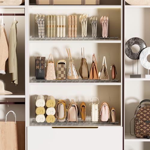 Clear Stackable Purse Organizer for Closet Shelves - 4 Pack