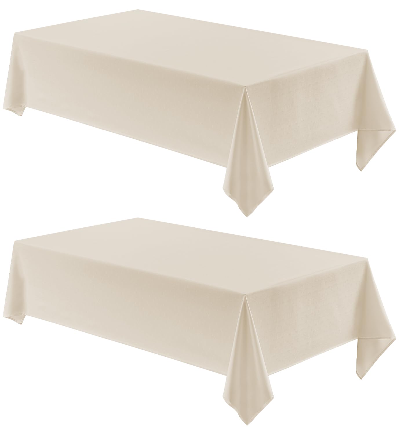Veblandy 2 Pack Rectangle Tablecloth, 52x70 inch, Water Resistant Wrinkle Free Linen Textured Table Cloth Washable, Decorative Fabric Table Cover for Dining, Party and Camping, Beige