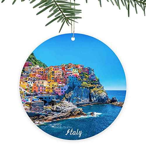 Italy Christmas Ornament,Mediterranean Sea,Funny Holiday Keepsake Xmas Tree Hanging Decor,Gift for Friends,Family