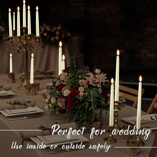 40 Pcs Ivory Flameless Taper Candles LED Flickering Candlesticks for Weddings & Decor