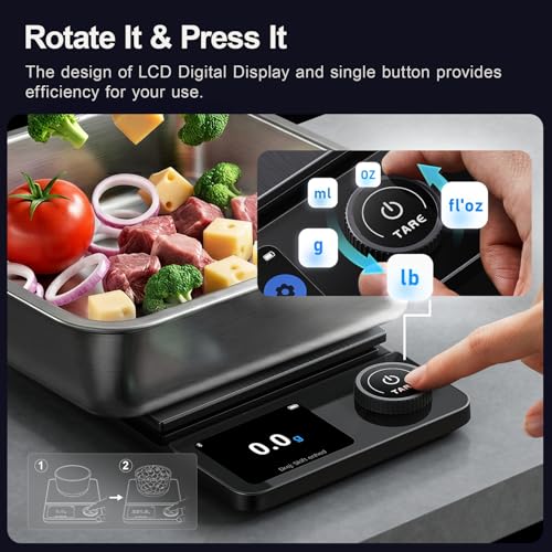 Smart Food Scale with Nutritional Calculator - Black, 11lb Capacity, USB Rechargeable