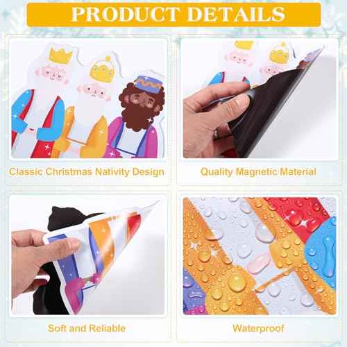 Zhanmai 19 Pcs Christmas Garage Door Decorations Nativity Scene Garage Door Magnets Holy Night Nativity Scene Magnet Set Nativity Refrigerator Magnets Stickers for Xmas Fridge Car Garage Decoration