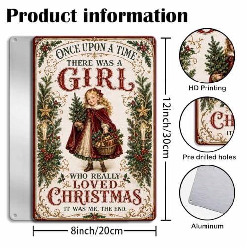 Hannial Christmas Lover Sign Victorian Girl Holiday Wall Decor 8x12 Inches
