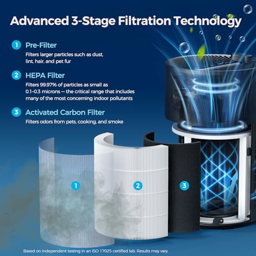 Purivortex Air Purifier for Home Black with Fragrance Sponge - 880 sq ft