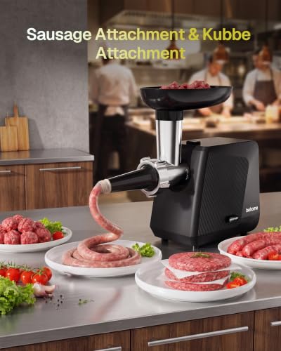 Heavy Duty Electric Meat Grinder 2800W Max with Sausage & Kubbe Attachments