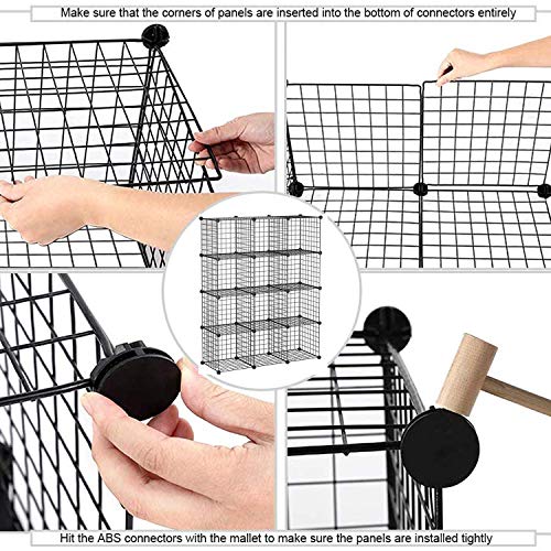 C&AHOME Black Wire Cube Storage Organizer 12-Cube Metal Shelving Unit