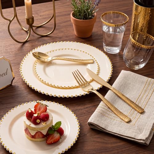 360pcs Gold Plastic Silverware Set for Weddings & Parties - Includes 120 Forks, Spoons & Knives