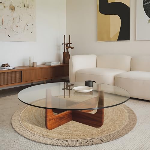 5.5x5.5 ft Natural Jute Area Rug - Round Rustic Boho Woven Floor Mat