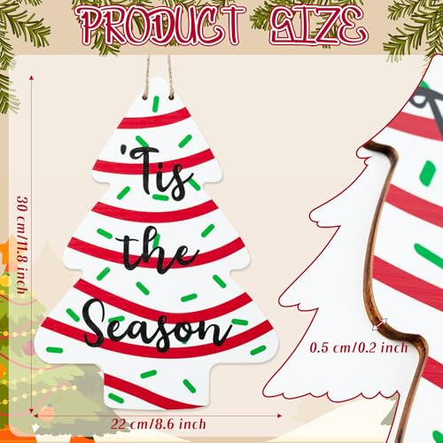 Christmas Tree Wooden Door Sign - Festive Holiday Wall Plaque with Hanging Rope