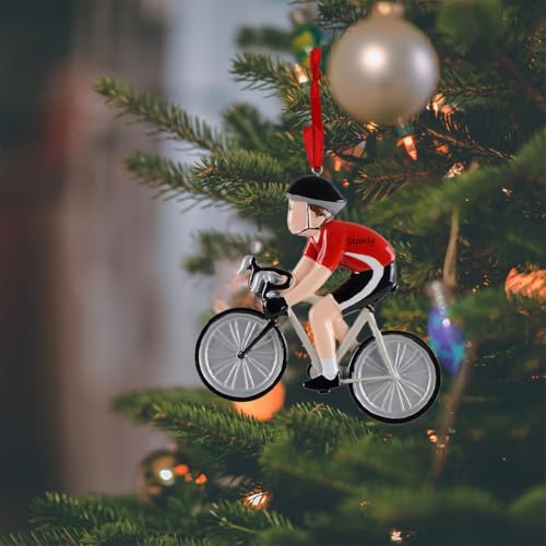 Personalized Bicycle Ornament - Christmas Rider Name Tag on Jersey