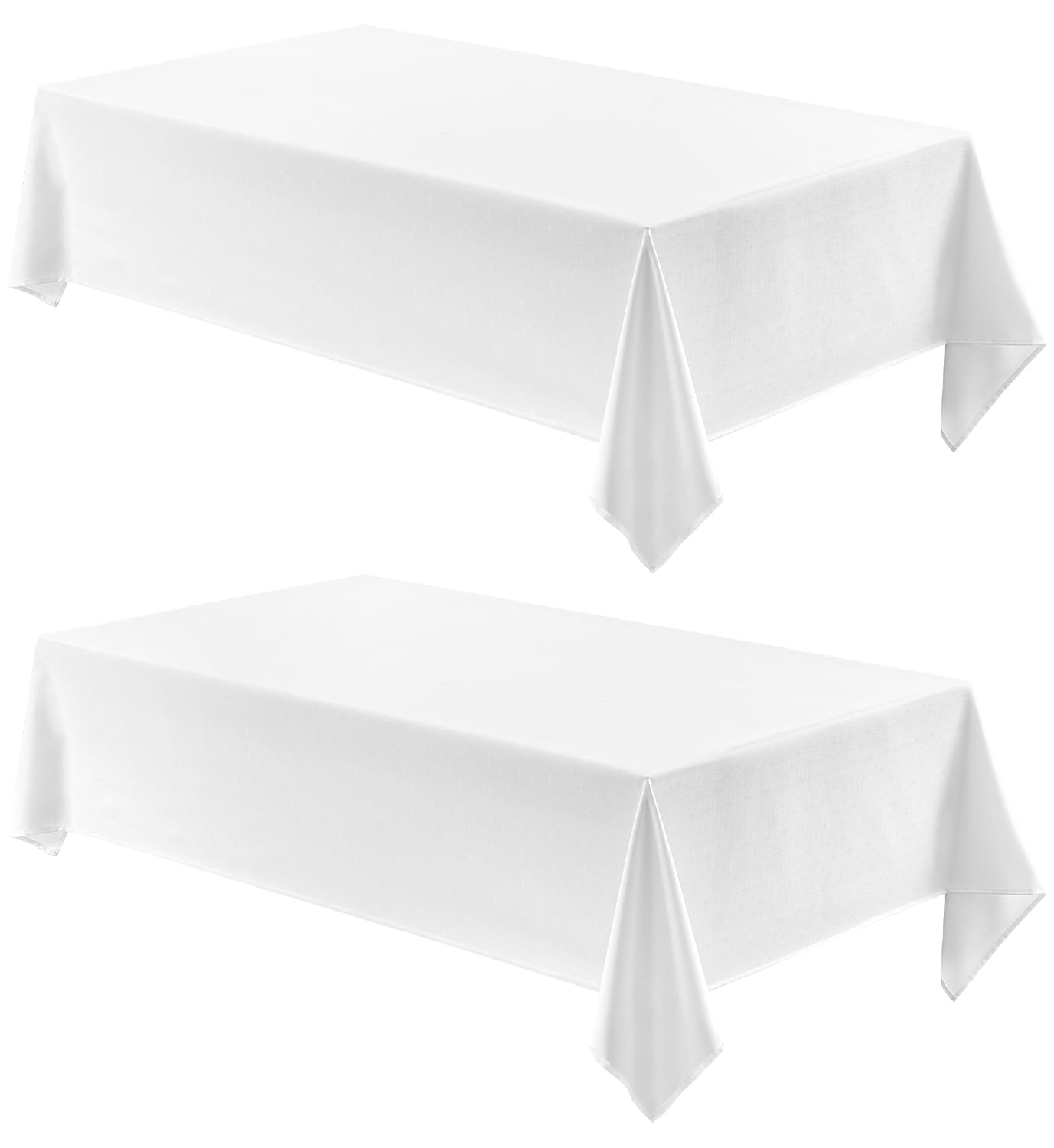 Veblandy 2 Pack Rectangle Tablecloth, 60x104 inch, Water Resistant Wrinkle Free Linen Textured Table Cloth Washable, Decorative Fabric Table Cover for Dining, Party and Camping, White