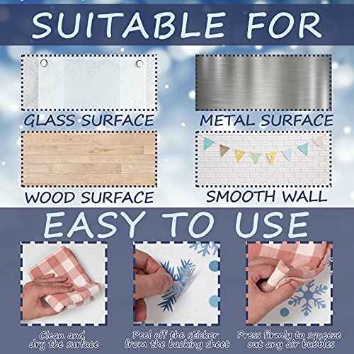 Teling 8 Pieces Winter Snowflake Wall Decals Stickers Dreamy Nursery Forest Woodland Trees Deer Pine Tree Wall Decals for Kids Room Winter Decor(Blue, White, Gray)