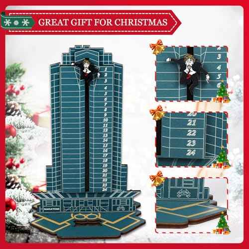 2023 Christmas Die Hard Advent Calendar-Thanksgiving Halloween Christmas Countdown Decoration Calenda£¬Hans Gruber Advent Calendar£¬Hans Gruber Drop from Nakatomi Square, Calendar for Desktop Wooden