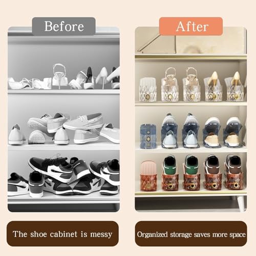 WMBOOX 15 Pack Clear Adjustable Shoe Organizer Slots Space Saver for Closet