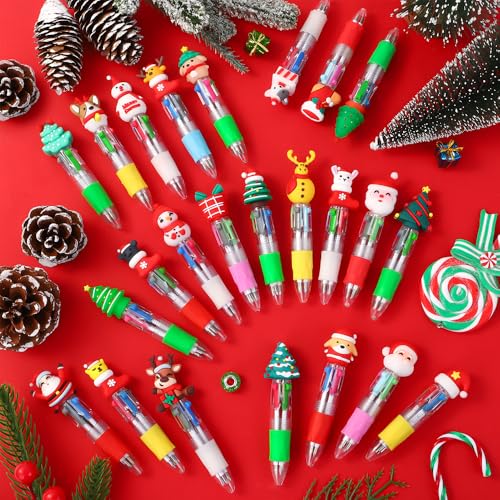 24PCS Christmas Multicolor Pens 4 Colors in 1 0.7mm Cute Gifts