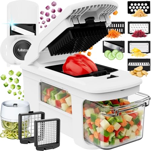 White Fullstar Pro XL Vegetable Chopper & Mandoline Slicer 11-in-1 Kitchen Tool