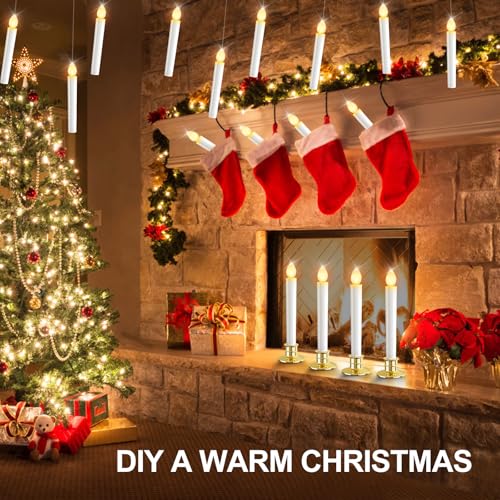OCATO White Christmas Window Candles Lights Battery Operated 10 Pack with Remote & Timer
