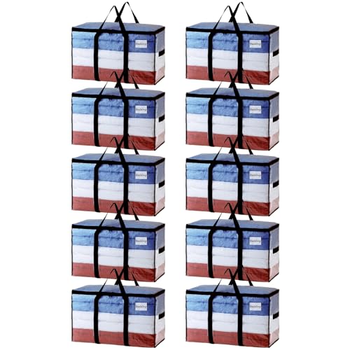 TAILI 10 Pack Clear Extra Large Moving Storage Bags with Visible Window