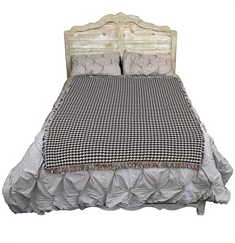 Pure Country Weavers 72x54 Houndstooth Grey Cotton Blanket - Made in USA