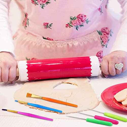 Patelai 14 Pcs Cookie Decorating Tool Set Christmas Fondant Cake Decorating Brushes Scribe Cookie Tool Sugar Stir Needle Baking Elbow and Straight Tweezers for Christmas Sprinkles Supplies for Fondant