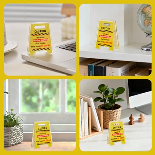 Yellow Caution Bosses Day Desk Sign - Funny Office Decor for Women Gift