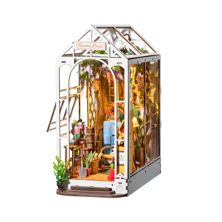 Rolife Garden House Book Nook Kit – DIY 3D Miniature Bookend for Bookshelves