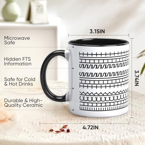 TEAWOO Black Funny Coffee Mug 11oz with Hidden Message Ceramic