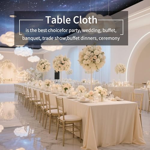BIGTONE 12 Pack Ivory Rectangle Tablecloth 60 x 102 Inches for Weddings & Events