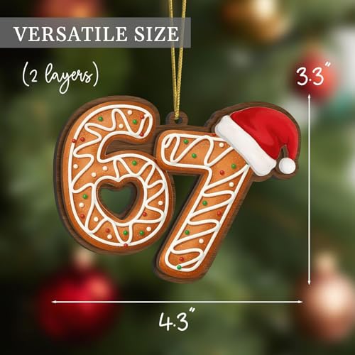LHBMET 3Pcs Six Seven Christmas Ornament C — 67 Acrylic Meme Santa Tree Ornaments (Variation C)