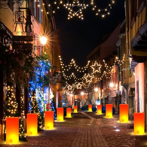 Aurelema Wave Pattern LED Luminary Bags with Lights - 20 Pack Outdoor Decor
