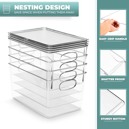 Sorbus Large 8-Pack Clear Toy Storage Bins with Lids - Stackable, Household Organization