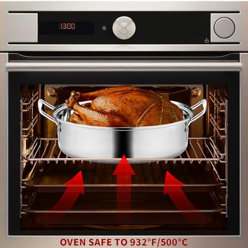 22-Inch Stainless Steel Roasting Pan with Rack and Lid for Turkey & Large Meals