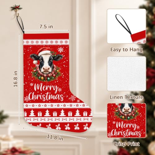 Cow Christmas Stockings - Festive Holiday Decor for Fireplace & Gifts