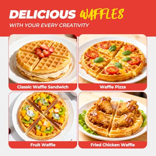Novalife Black 7-Inch Round Classic Belgian Waffle Maker with Adjustable Browning Control