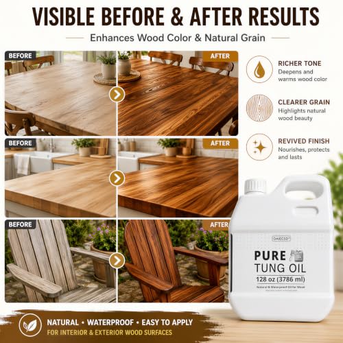 256oz Food Grade Pure Tung Oil for Wood Waterproofing & Protection with Brush - Variation of THIS listing