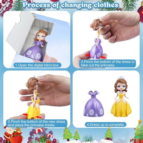 Princess Advent Calendar 2026 Girls Christmas Countdown Toy with 12 Princesses & Clothing (Color)