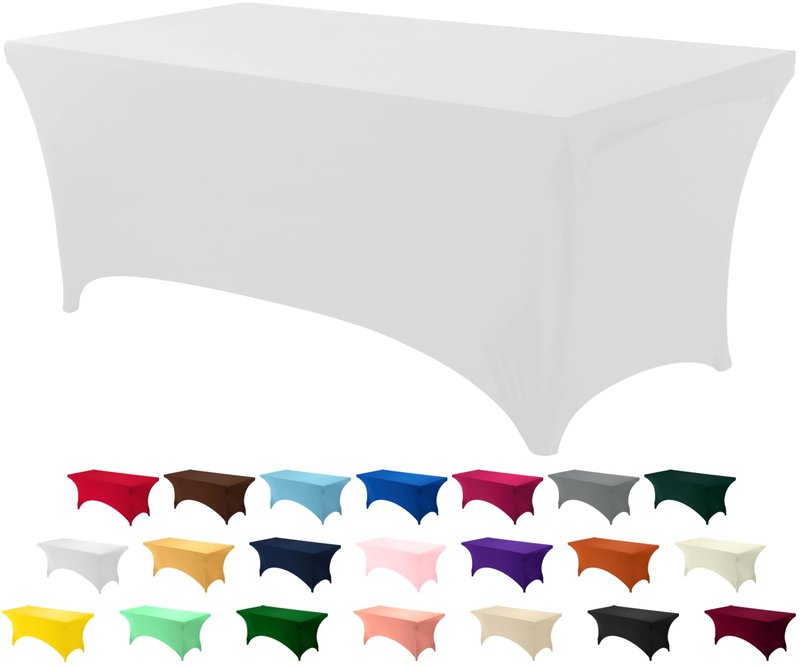 Utopia Kitchen Spandex Tablecloth 1 Pack [6FT, White] Tight, Fitted, Washable and Wrinkle Resistant Stretch Rectangular Patio Table Cover for Event, Wedding, Banquet & Parties [72Lx30Wx30H Inch]