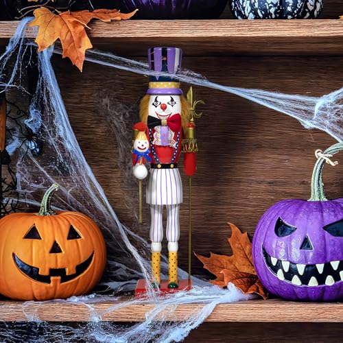 KI Store 15-Inch Double-Sided Nutcracker Soldier & Halloween Clown Decor
