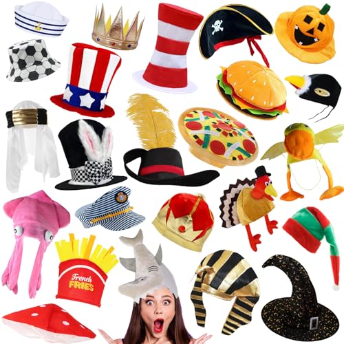 Assorted Funny Party Hats Bulk Pack - Novelty Costume Hats for Adults & Teens