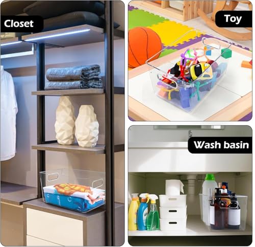 Clear Plastic Storage Bins 8 Pack - Large & Small Pantry & Fridge Organizer Set with Stackable Design