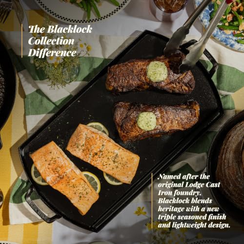 Lodge Blacklock 10x20 Inch Cast Iron Double Burner Griddle - Lightweight, Nonstick, Made in USA