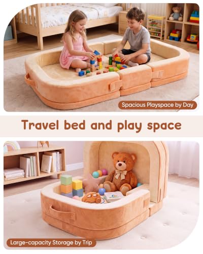 Foldable Toddler Floor Bed with Removable Washable Cover & Dog Design - Portable Kids Cot