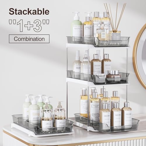 Grey 2-Pack Multi-Purpose Under Sink & Pantry Organizer with Pull-Out Drawers