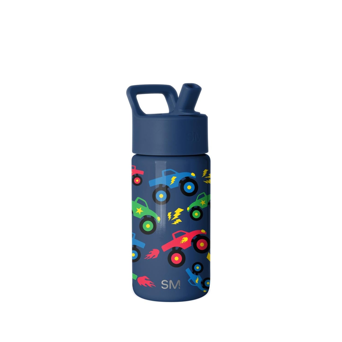 Simple Modern Kids Summit Water Bottle with Straw Lid | 14oz Stainless Steel Cup Insulated Tumbler Tumbler for Boys, School | Monster Truck Rally
