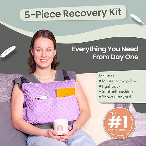 Purple Post Mastectomy Recovery Pillow Set with Gel Pack & Accessories
